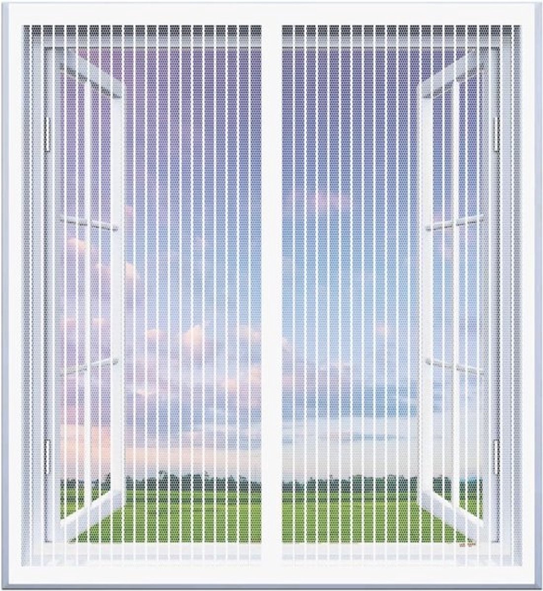 Transparant Raamscherm - Horren Gaas - Insecten Buiten Houden - Automatische Sluiting - 80 x 140 cm - Wit