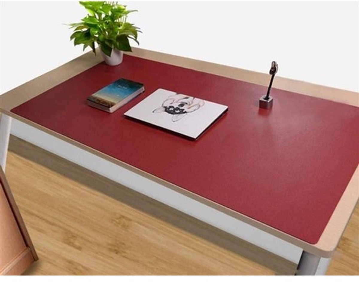 Bureauonderlegger Leer - Bureau Pad - Bureau Beschermen - Waterdicht Anti-slip - 60x50cm - Wijnrood