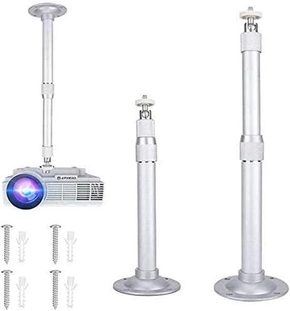 Universele Projectorhouder - Plafondbeugel Beamer - Thuisbioscoop Inrichten - Verstelbare Telescooparm - 100-200 cm - Zilver