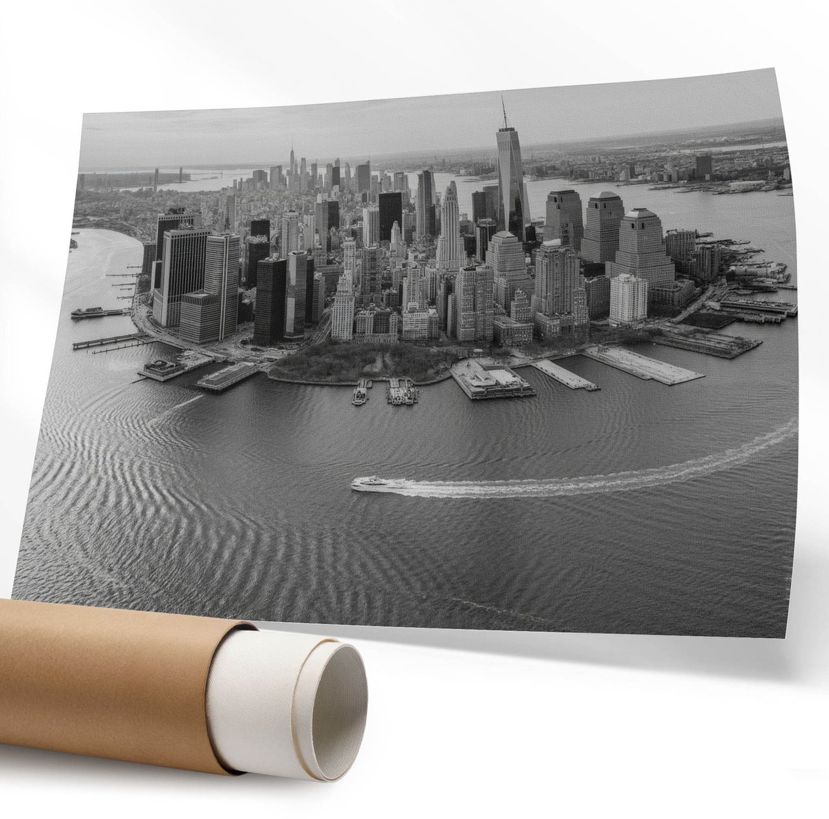 Coloray Polycanvas Wandposter – Stadspanorama, Zwart-Wit – 594 x 840 mm – Bruin Poster – Rechthoek – Decoratieve Wandposter – Kantoor – Expressief