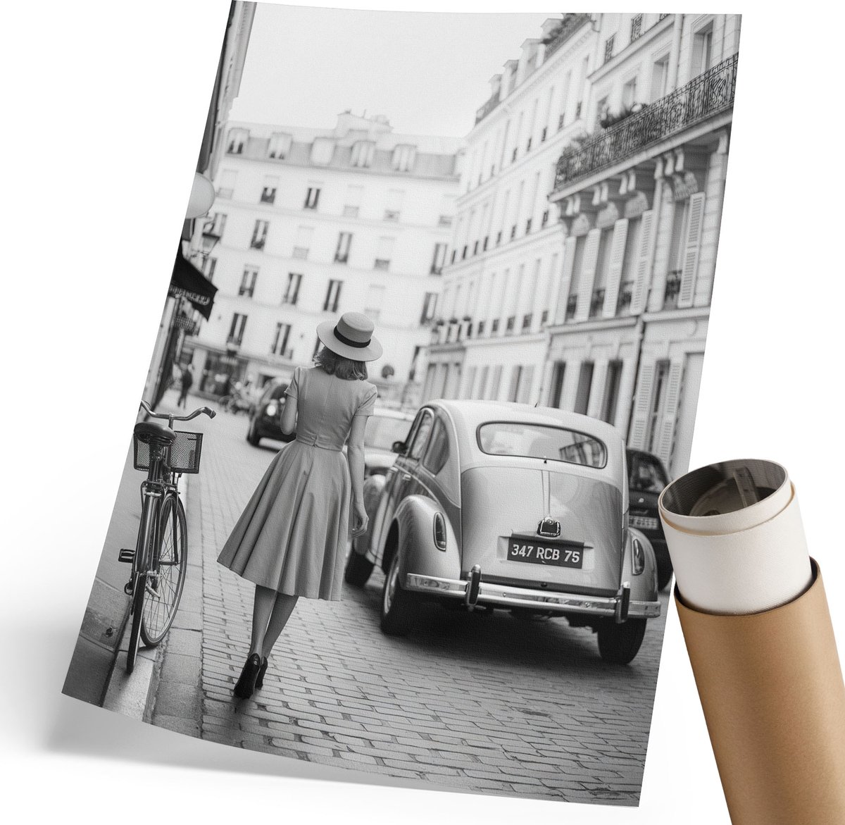 Coloray Polycanvas Wandposter - Retro Charme, Fotografie - 210 x 297 mm - Zwart-wit Wandposter - Rechthoek - Canvasposter - Woonkamer, Slaapkamer, Kantoor - Vintage