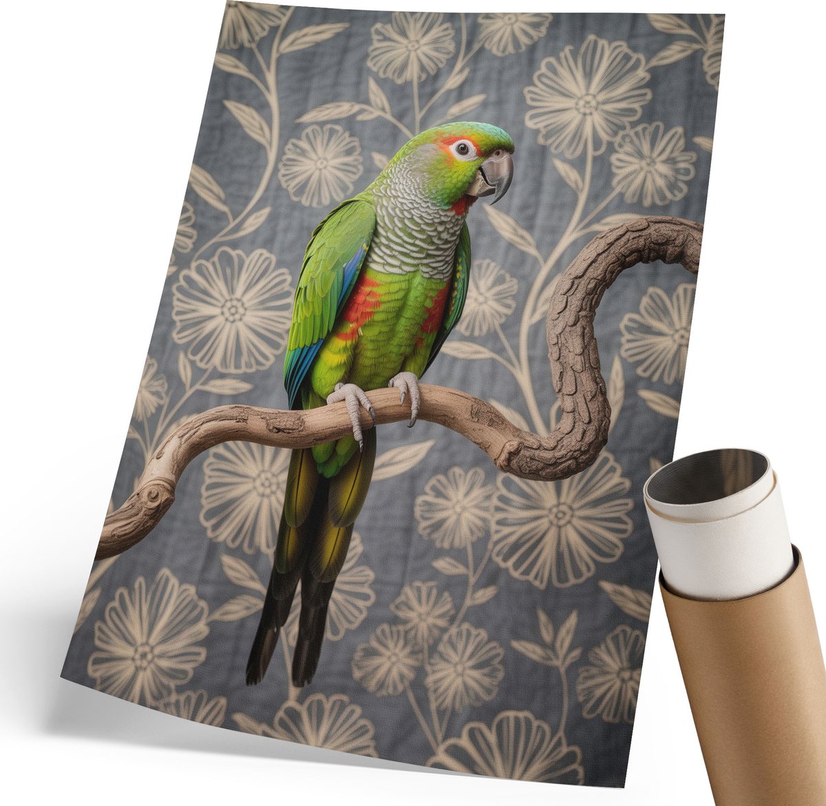 Coloray Polycanvas Poster - Kleurrijke Papegaai, Fotografie - 210 x 297 mm - Groen Motief - Rechthoek - Wandkunst - Woonkamer, Slaapkamer, Kantoor - Expressief