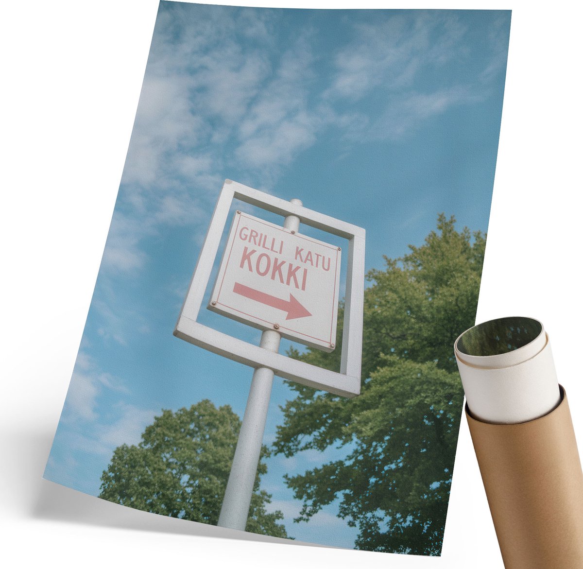 Coloray Polycanvas Poster - Richtingaanwijzer, Fotografie - 210 x 297 mm - Wit Motief - Rechthoek - Decoratieve poster - Woonkamer, Slaapkamer, Kantoor - Minimalist