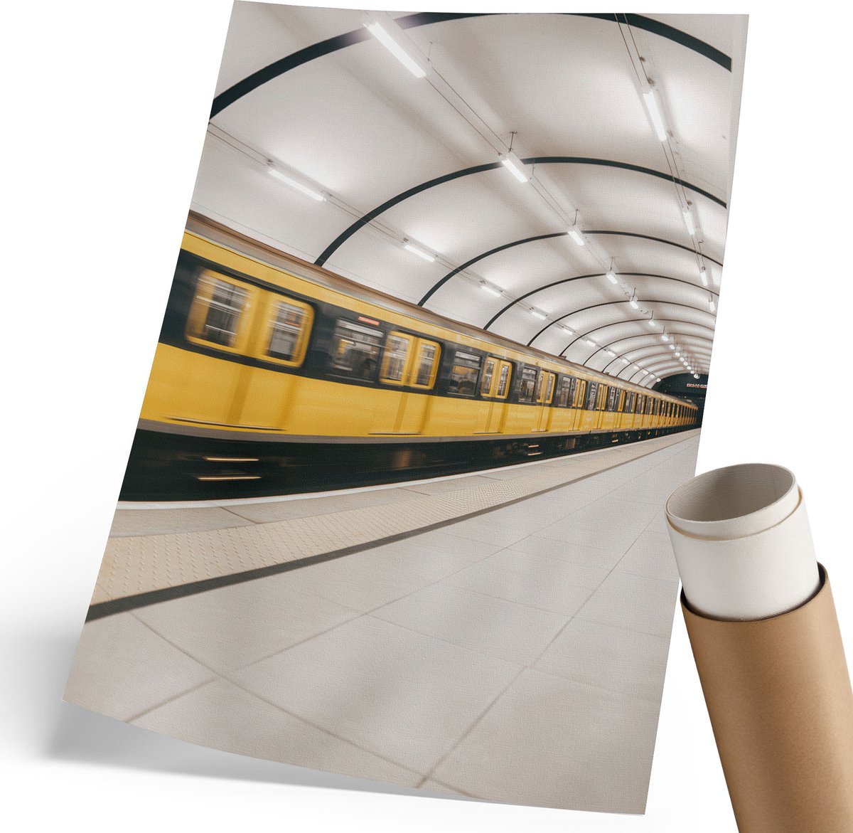 Coloray Polycanvas Wandposter - Snelle Metro, Fotografie - 210 x 297 mm - Geel Wanddecoratie - Rechthoek - Wandkunstwerk - Woonkamer, Slaapkamer, Kantoor - Modern