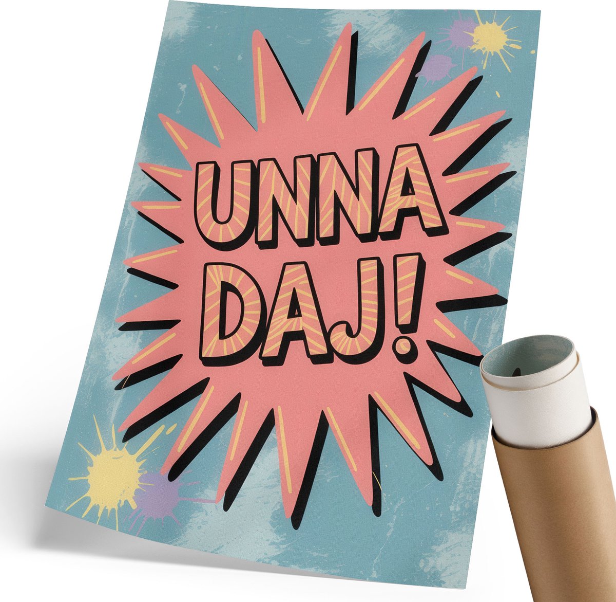 Coloray Polycanvas Wandposter - Unna Give!, Typografie - 210 x 297 mm - Blauw Wanddecoratie - Rechthoek - Canvasposter - Woonkamer, Slaapkamer, Kantoor - Popcultuur