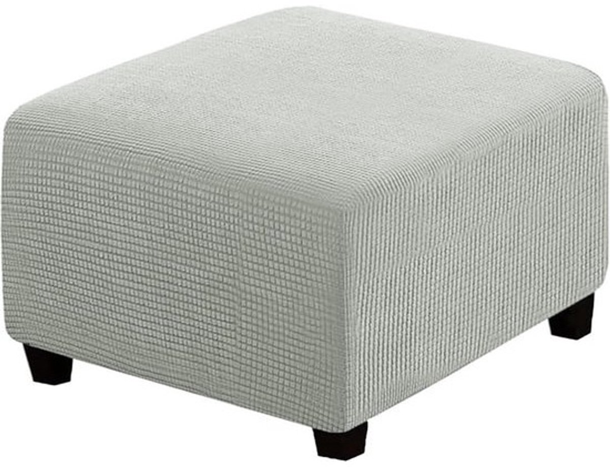 Ottomaanse hoes - Voetenbank cover - Meubelbescherming - Stretch jacquard stof - 60x60x40 cm - Lichtgrijs