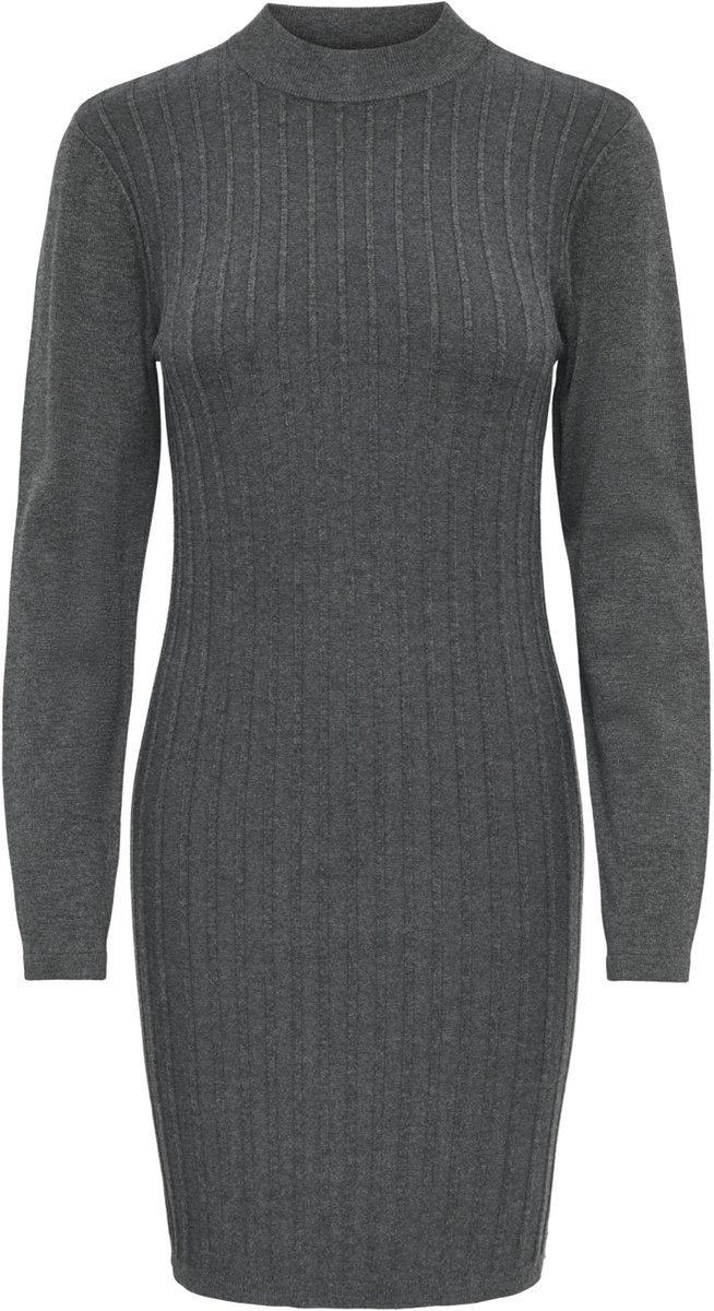 Jacqueline de Yong Jurk Jdykate Ria L/s O-neck Dress Knt 15379751 Dark Grey Melange Dames Maat - XL