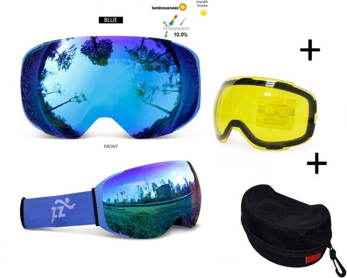 Goggle / Skibril met EXTRA magnetische lens All bleu frame blauw AX type 5 Cat. 0 tot 4 - /