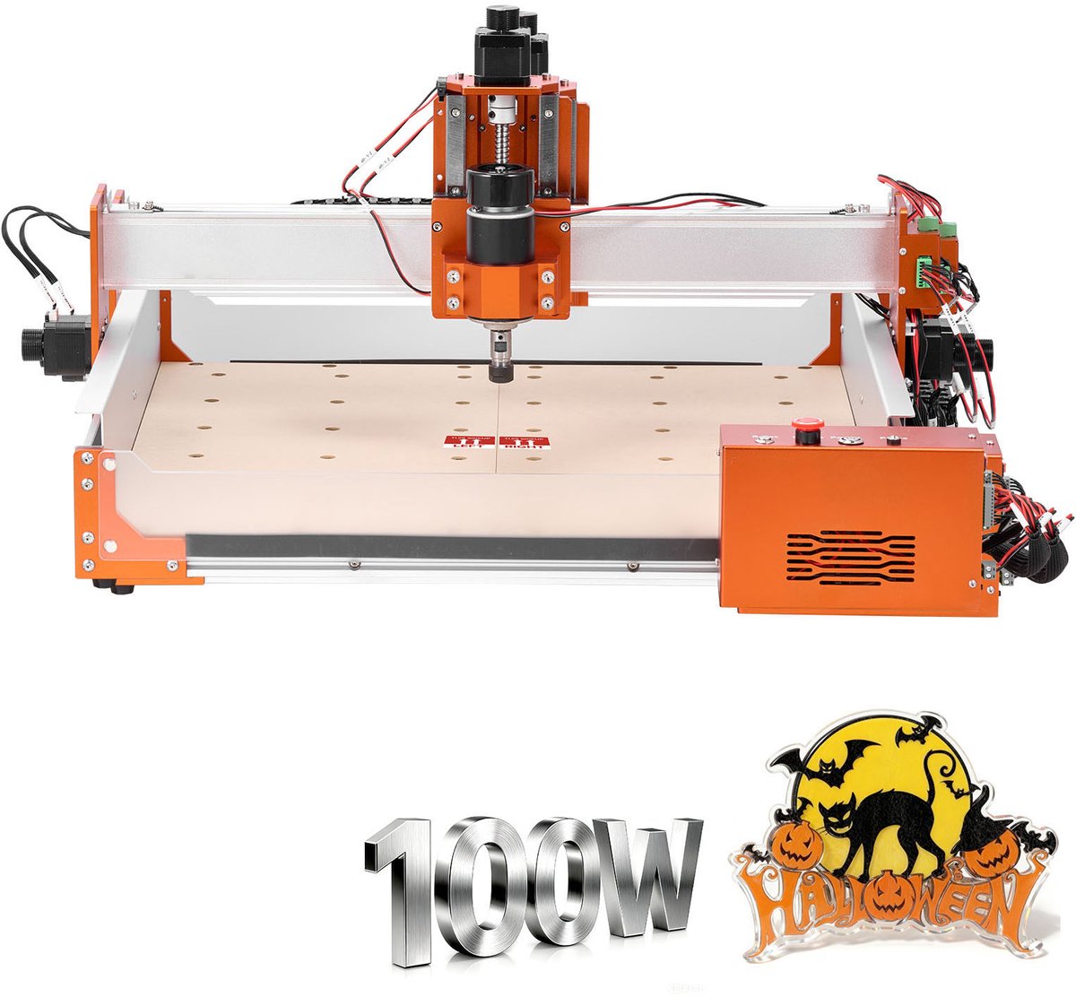 Cnc-Freesmachine met 100W Spindel, 3-Assige Graveermachine, Werkoppervlak van 400x400x95 mm, Houtbewerkingsmachine met Lineaire Geleiding en Aluminiumlegering Behuizing, Geschikt voor Graveren en Snijden van Hout en Acryl