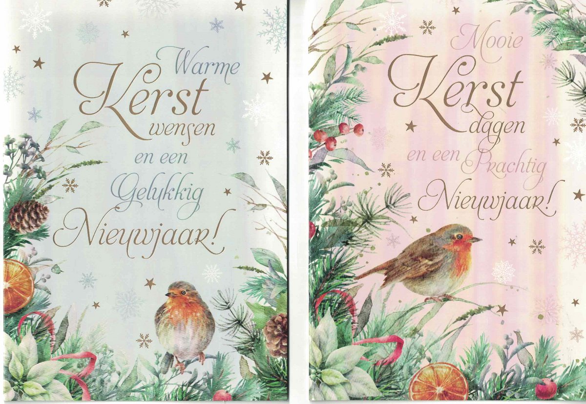 Wenskaarten - kerstkaart - set van 8 - 8 luxe kerstkaarten - 2 x 4 luxe kerstkaarten met envelop