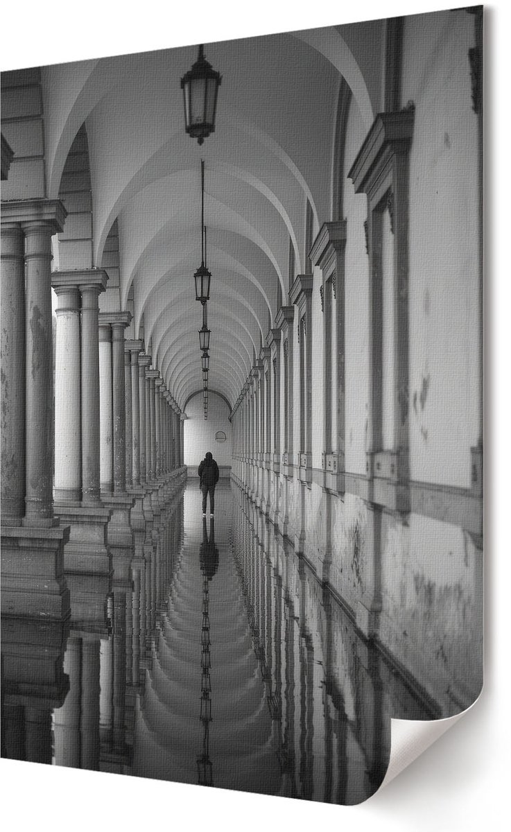 Coloray Polycanvas Poster - Architectonische Symmetrie, Fotografie - 594 x 840 - Zwart-wit Wanddecoratie - Rechthoek - Kunstposter - Slaapkamer - Klassiek