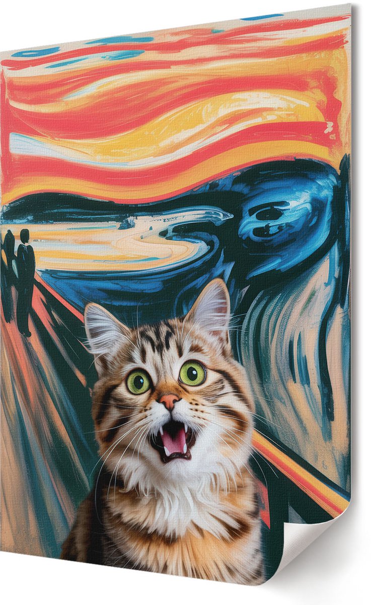 Coloray Polycanvas Poster - Kat Gilt, Illustratie - 420 x 594 - Oranje Wandposter - Rechthoek - Muurdecoratie - Woonkamer, Slaapkamer, Kantoor - Expressief