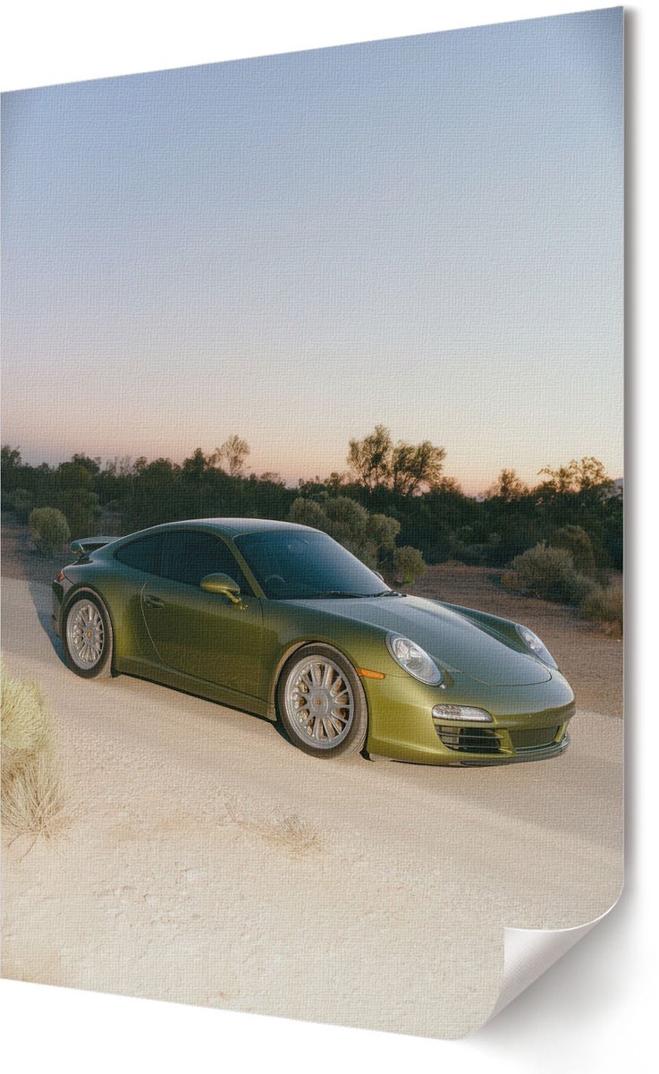 Coloray Polycanvas Poster - Groene Auto, Fotografie - 420 x 594 - Groen Wandposter - Rechthoek - Wandkunst - Woonkamer, Slaapkamer, Kantoor - Modern