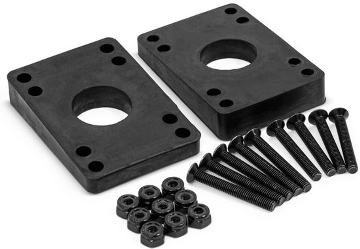 Longboard Risers - Riser Pads - Skateboarden - 2 Hoekverhogingen - 8 Bouten - Zwart