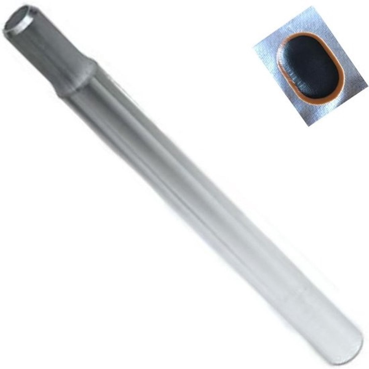 Fiets Zadelpen - Zadelpen Aluminium - Fietsen Onderhoud - Inclusief Slangpatches - Ø 272 mm 330 mm - Zilver