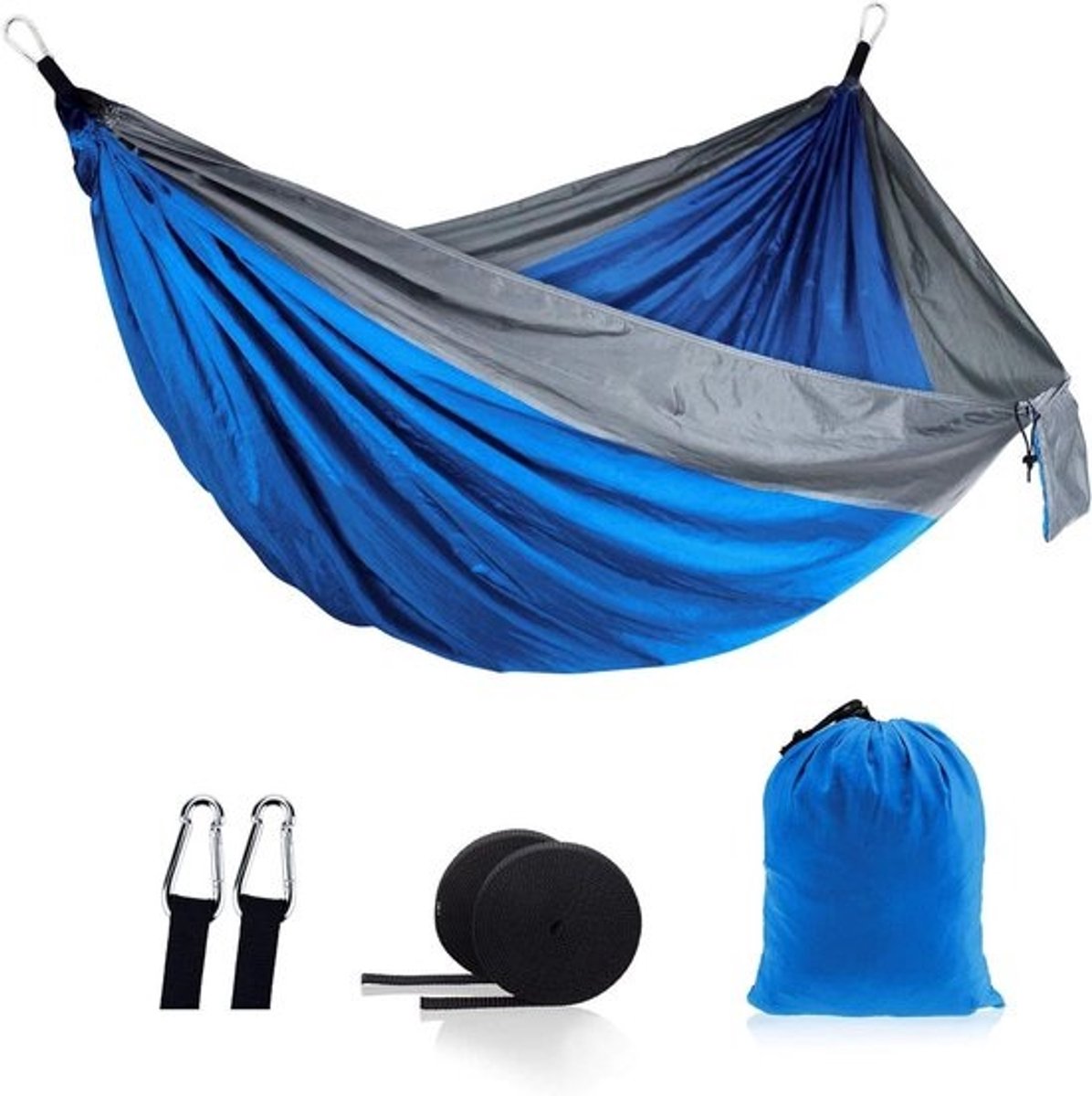 Dubbele Hangmat - Kampeerhangmat Noodhangmat - Outdoor Ontspanning - Met Muggennet - 270 x 140 cm - Blauw-groen