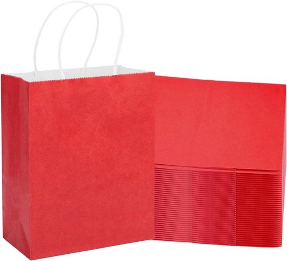 Geschenkzakjes - Papieren zakken - Cadeaus inpakken - Met handgrepen - 25 x 20 x 10 cm - Rood