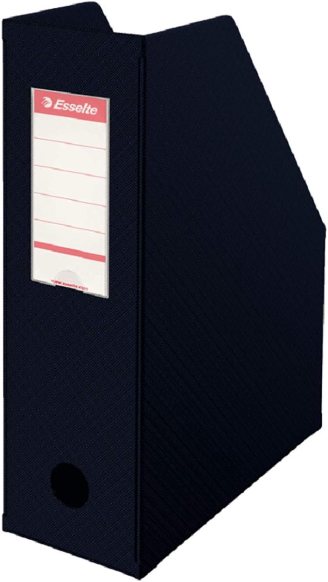 Tijdschriftenhouder van stevig karton met PVC-coating, A4-formaat, zwart, 10 x 31,8 x 24,2 cm
