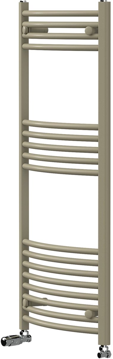LuxeBath | Handdoekradiator Sahara met thermostaatkraan 500x1200 mm staal beige gebogen badkamerradiator Zijaansluiting handdoekdroger voor de badkamer