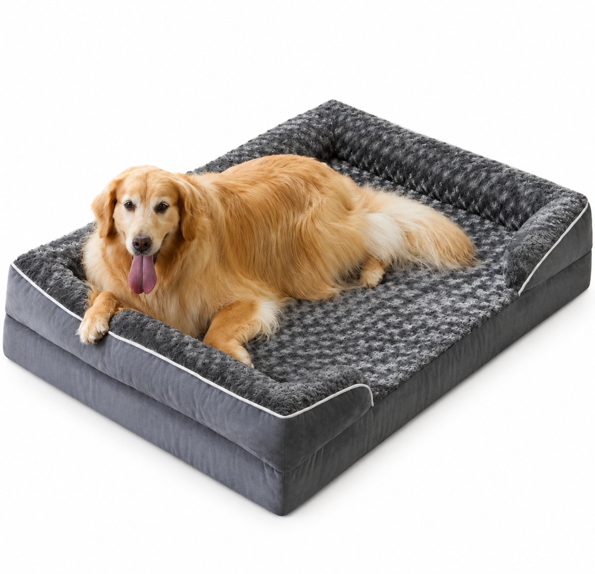 Seth Select Orthopedisch Hondenbed – Hondenmand - Afneembare hoes - Wasbaar hondenbed - Ondersteunend - Maat M 92x69x17cm - Grijs