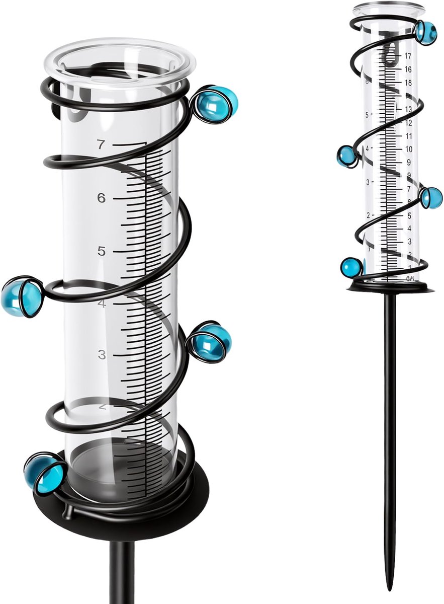 Regenmeter nauwkeurig met metalen grondpen vorstbestendig tuin regenmeter decoratief meetglas 17 cm schaalverdeling