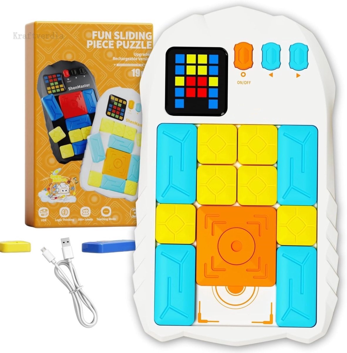 casalora - Super Slide puzzelspellen - 500+ uitdagingen hersenkrakerpuzzel - Speelgoed voor kinderen tieners - Oplaadbaar - Reisspellen - Verjaardagscadeaus voor jongens en meisjes - Wit