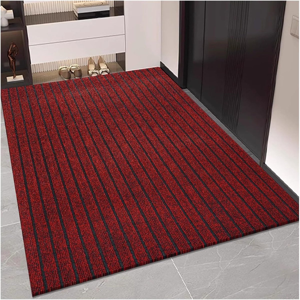 KZQ ultradunne antislip vloermat voor binnen 60x120cm — Absorberend, stofabsorberend, wijnrood — Geschikt voor entrees en gangen Bordeaux