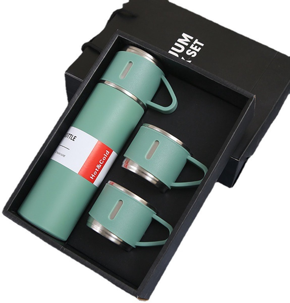 REDOM Thermosfles 500 ml – Thermosbeker met 12 uur warm en koud houden – Herbruikbare Drinkbeker voor Werk, School, Reizen en Sport – RVS – Groen