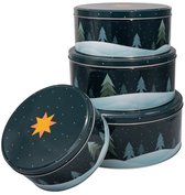 Set de boîtes à biscuits / Set de boîtes à biscuits / Set de boîtes de conservation 4 pièces – Gris – Design de Noël