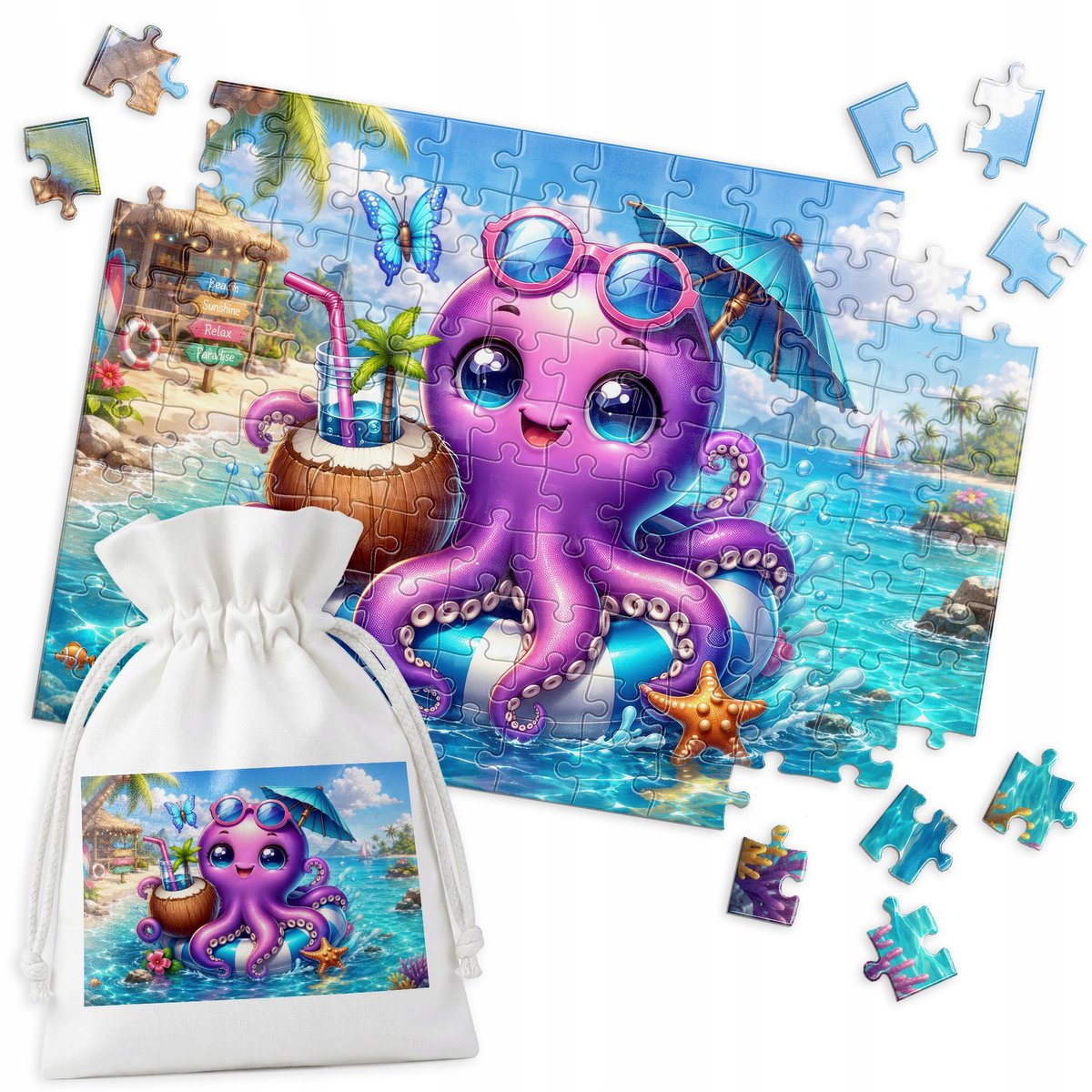 Octopus Zonnebril Kokos Puzzel - 120 Stukken