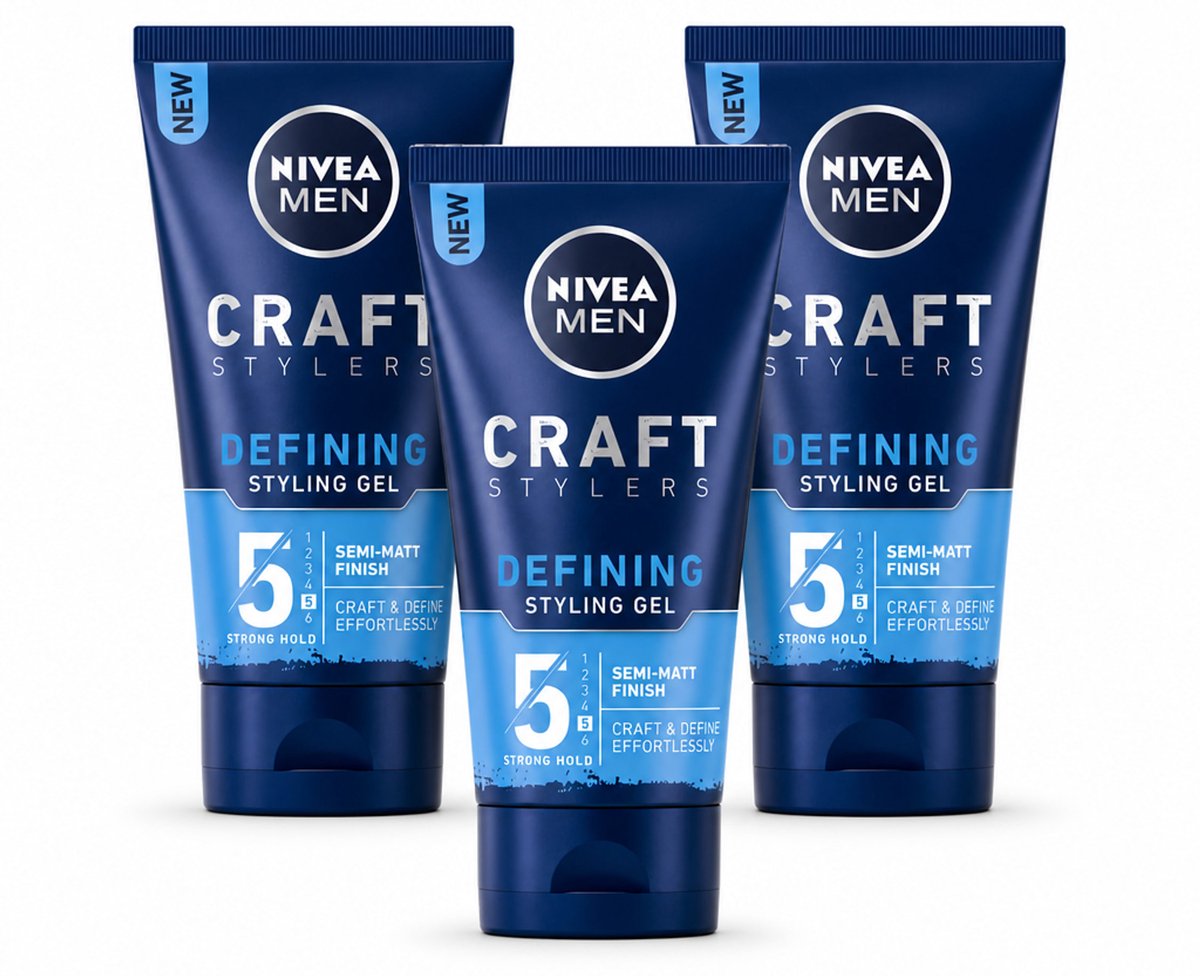 3 x NIVEA MEN - Styling Gel - Matte Finish - 150 ml - Voordeelverpakking - 3 stuks