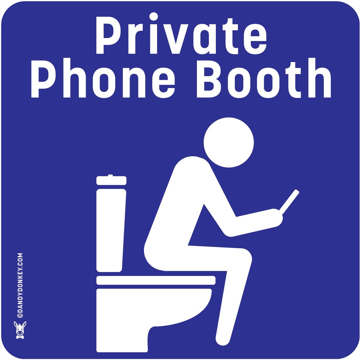 Dandy Donkey - Toiletbord Private Phone Booth - Heren WC Deurbord - Brushed Aluminium - 15x15 cm