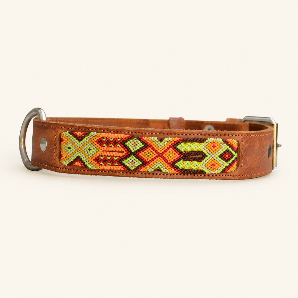 Bohemi Ibiza honden halsband, maat Large, 43 - 52cm, Bruin leer