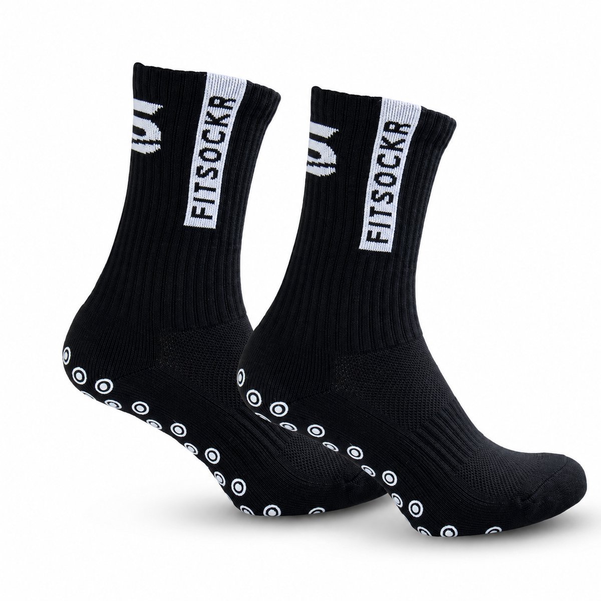 FitSockr Gripsokken Voetbal 2 Paar - Sportsokken - Grip socks - Voetbalsokken - Padel sokken - Antislip Sokken Heren/Dames/Kind - One - Zwart - Maat 38-43