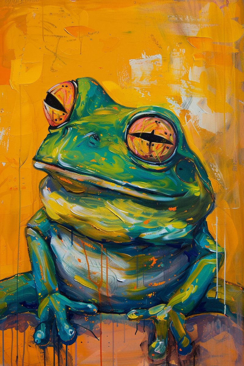 Kikker Poster - Zittende - Dier - Natuur - Kalme - Vijverleven - Rust - posters - formaat 70x100cm - Wanddecoratie - L2615RTB
