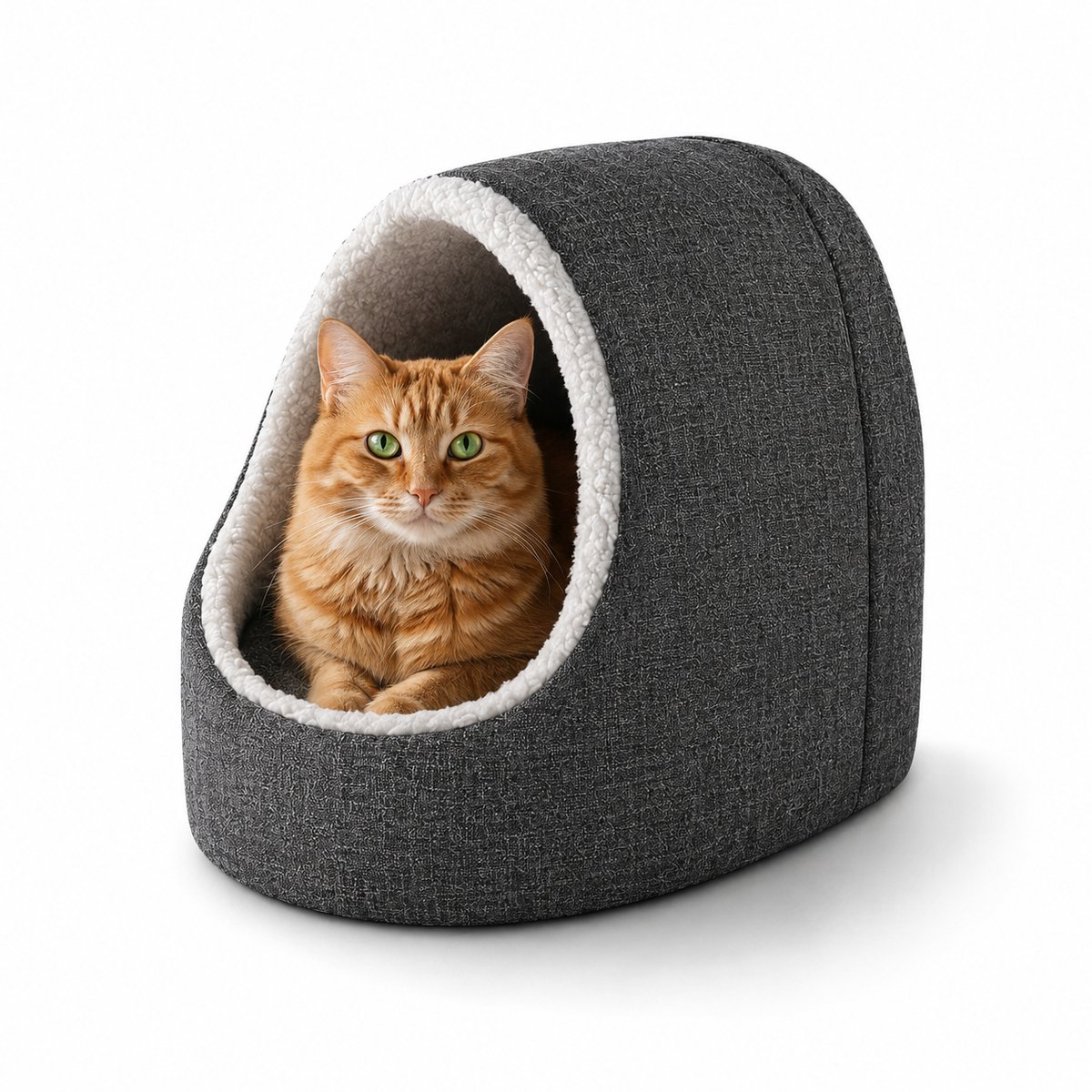 belviona Kattenhuisje, zacht pluche, antislip & wasbaar, donkergrijs
