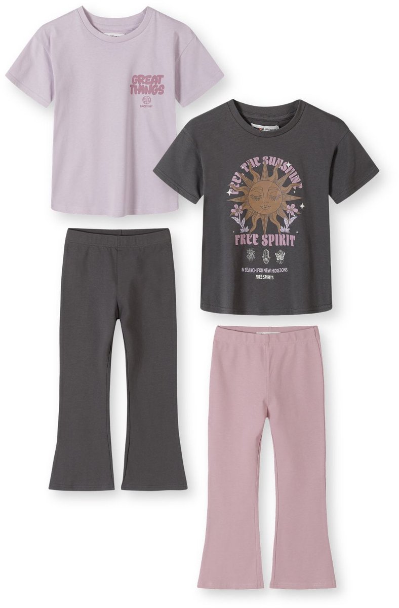 Minoti kleding set meisjes - 4-delig t-shirt flared legging