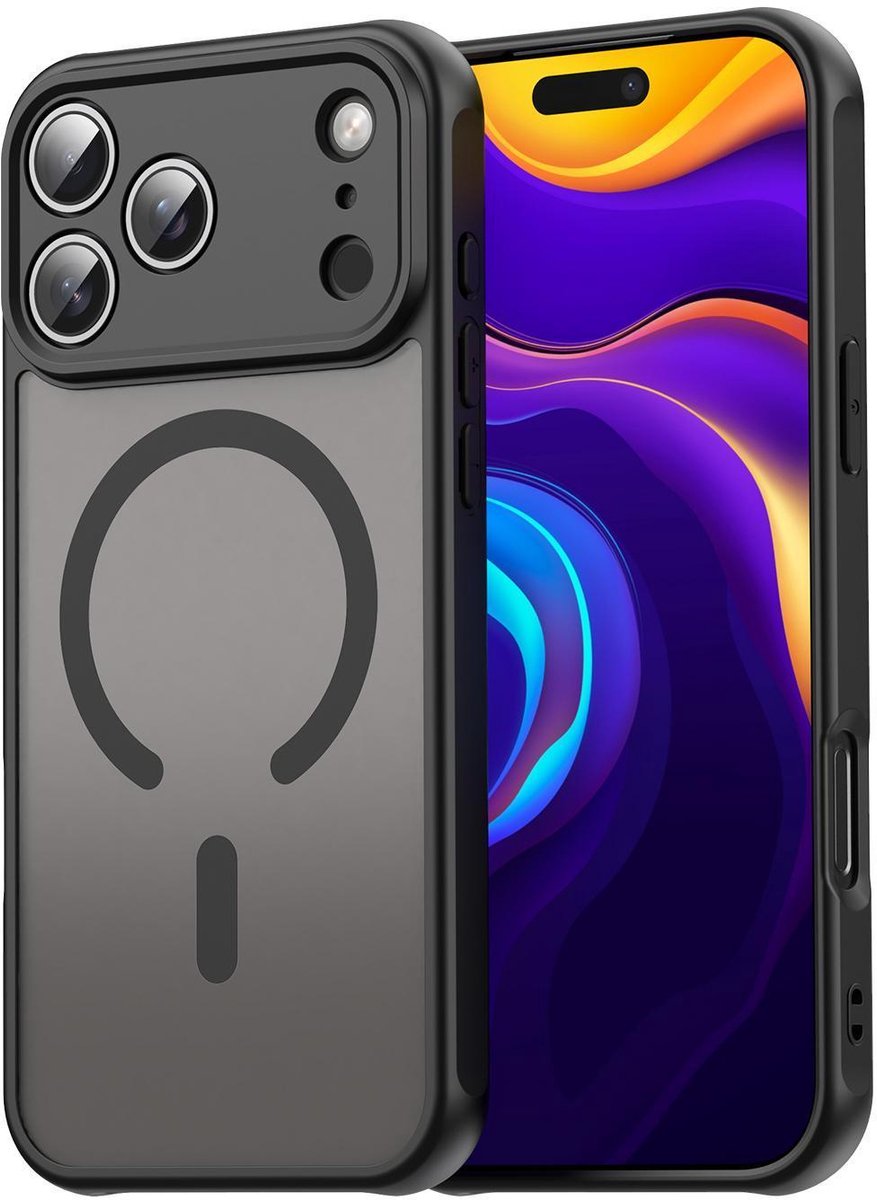 Mobigear Hoesje geschikt voor Apple iPhone 18 Pro Max MagSafe Telefoonhoesje Hardcase | Mobigear Shockproof Backcover | Geschikt voor MagSafe | Geschikt voor Draadloos Opladen met Magnetische Ring | Geschikt voor MagSafe Case - Zwart