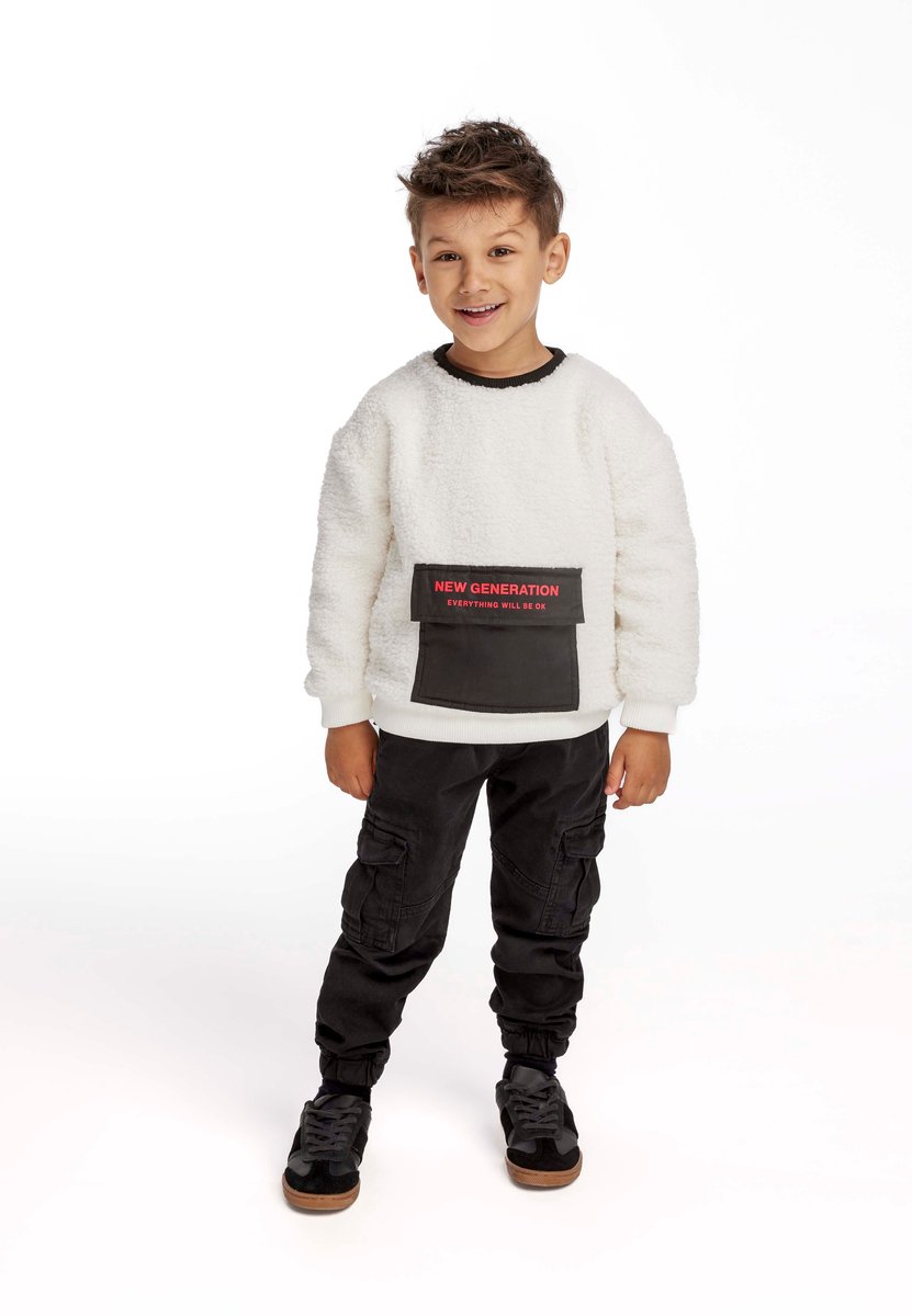 Minoti Sherpa Fleece sweater jongens - crème