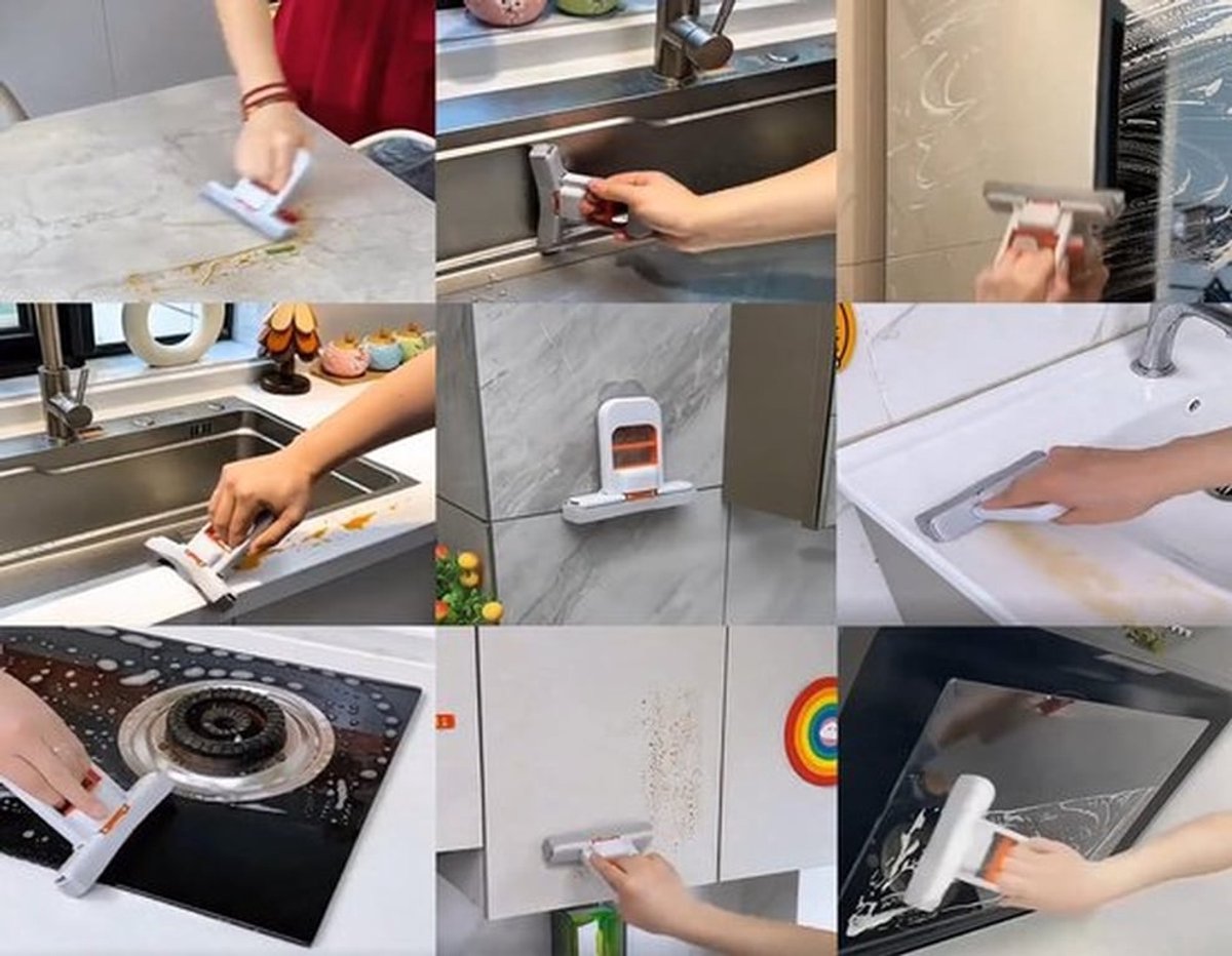Mini tafelmop, muurreinigings- en stofmop, herbruikbaar stofzuigsysteem, geschikt voor nat en droog reinigen, ideaal voor restaurants, ramen, spiegels, voorruiten, auto's, en voor het schoonmaken van huis en keuken (2-pack)