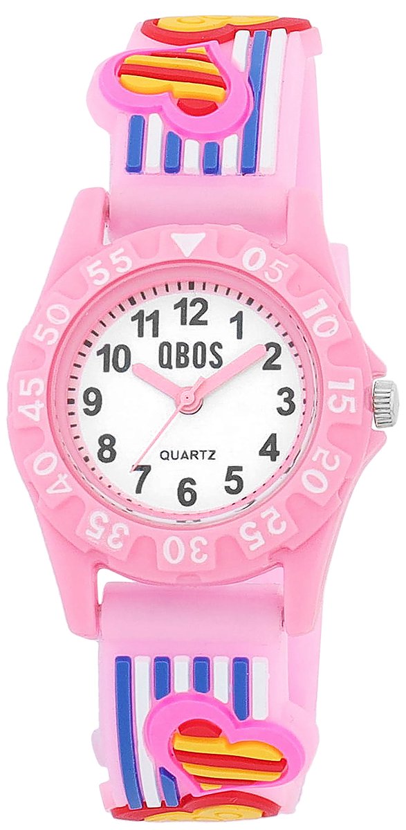 QBOS QBOS horloge van siliconen met hartmotieven