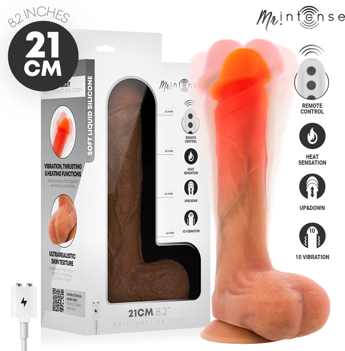 Bradley Siliconen Vibrerende Dildo met Warmte en Afstandsbediening