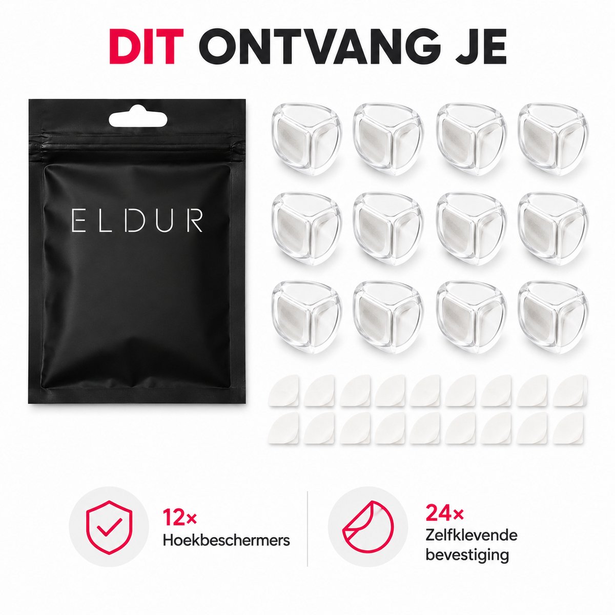 Eldur® Zelfklevende Hoekbeschermers Set 12 Stuks - Transparante Hoekbescherming - Baby & Kind Veiligheid - Meubel beschermhoeken - Tafelhoek Beschermers - Stootrand – foto 6
