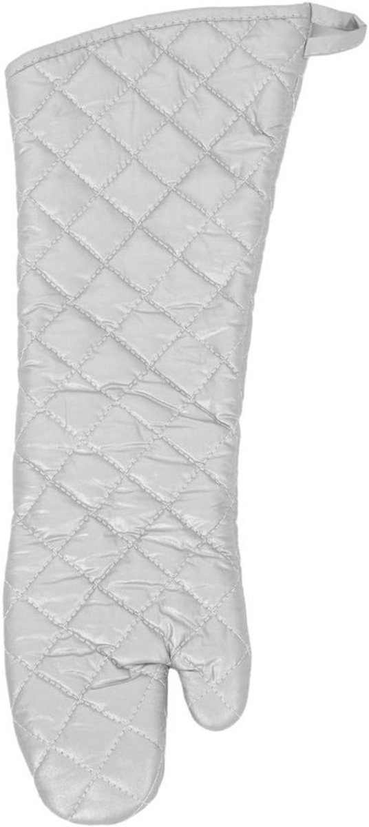 Ovenwant Katoen - Keukenhandschoen Hittebestendig - Veilig Koken - Extra Lange Armdekking - 58 x 19 cm - Zilver