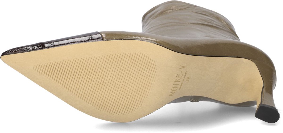 Notre-V 77235 Enkellaarsjes - Enkelboots met rits - Dames - Olijf - Maat 41