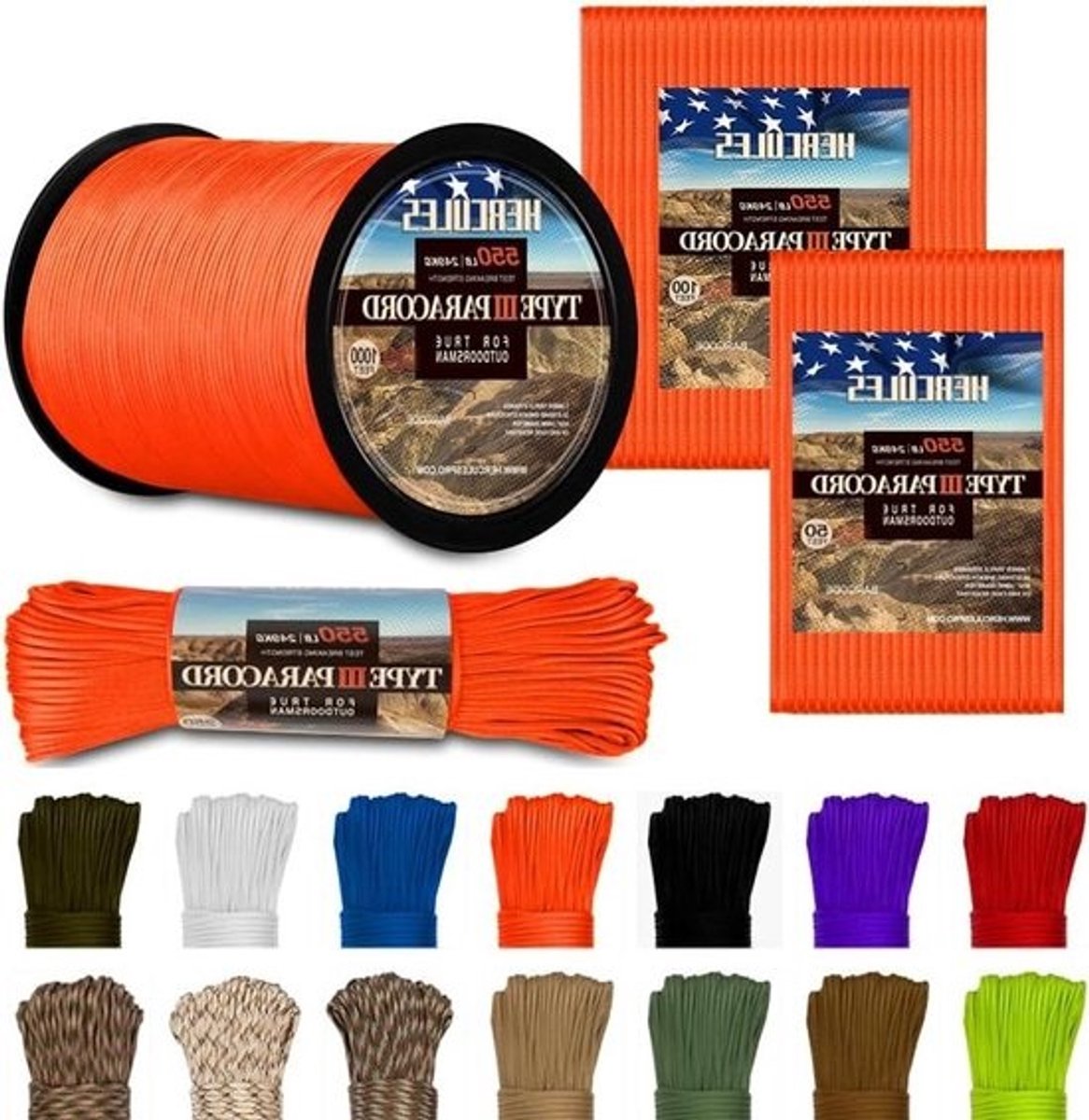 Paracord Touw - Parachutesnoer Survival - Outdoor Avonturen - 7 Interne Strengen - 30 Meter - Neon Oranje