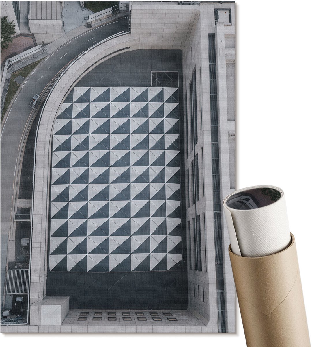 Coloray Polycanvas Wandposter - Stedelijke Geometrie, Fotografie - A4 - Grijs Decoratie - Rechthoek - Interieurdecoratie - Woonkamer, Slaapkamer, Kantoor - Modern