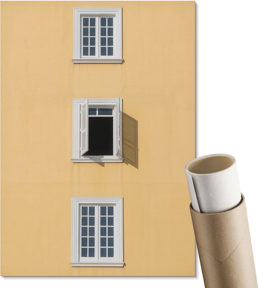 Coloray Polycanvas Wandposter - Gele Gevel, Fotografie - A4 - Geel Wanddecoratie - Rechthoek - Interieurdecoratie - Woonkamer, Slaapkamer, Kantoor - Minimalist