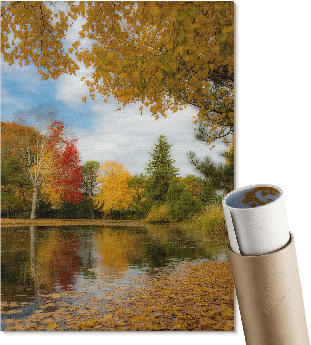 Coloray Polycanvas Poster - Herfstmeer, Fotografie - A4 - Geel Wandposter - Rechthoek - Wandkunst - Woonkamer, Slaapkamer, Kantoor - Klassiek