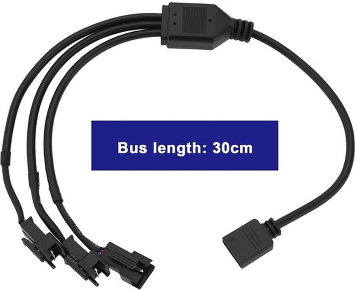Splitkabel - 5V 3-pins-adapter - 30 cm - PC-LED-strips - 1 naar 3 - Verhoog de verlichting van je gaming-opstelling - Geschikt voor computer...